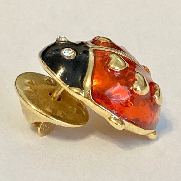 Vintage AVON Love Bug Brooch Pin Ladybug Insect Hearts Enamel Rhinestone Eyes - Picture 10 of 14